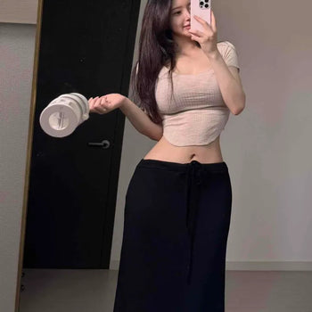 String Straight Relaxed Fit H-Line Plain Daily Long Dress