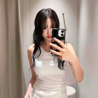 Halter Neck String Slim Fit Plain Daily Sleeveless