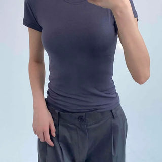 Semi Plain Slim Fit Basic Daily Short Sleeve T-shirt