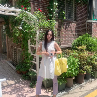 Shirred Ribbon Loose Fit A-Line Sleeveless Mini Dress