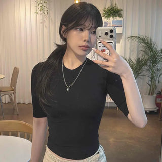 Sepin Plain Slim Fit Round Neck Daily Short Sleeve T-shirt