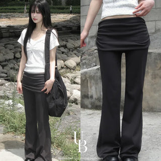 Pita Shirring Bootcut Folding Long Pants