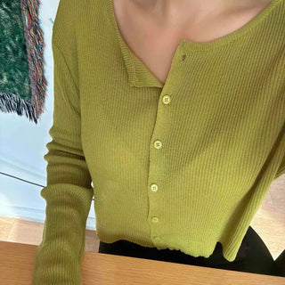Vito Button Basic Round Cardigan