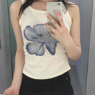 Slim Fit Flower Print Fitted Daily Sleeveless