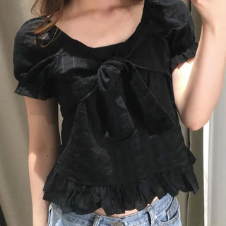 Frill Ribbon Feminine Blouse