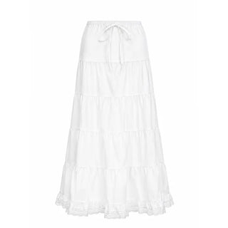 Lace Hem Cottage Tiered Maxi Skirt