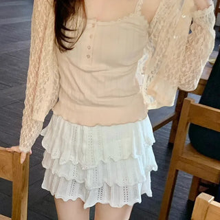 Flower lace sleeveless top