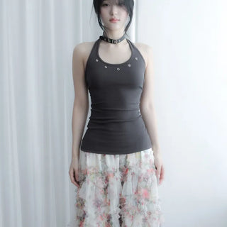 (eyelet ver.) ron halterneck sleeveless top (5c)