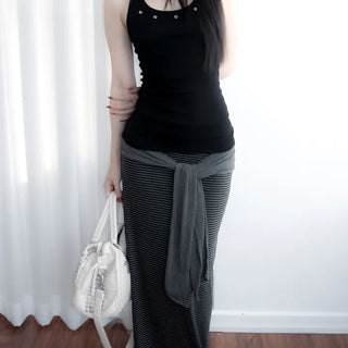tie stripe long sk (2c)