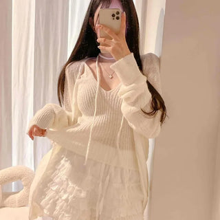 Button-down Loose Fit Plain Long Sleeve Cardigan