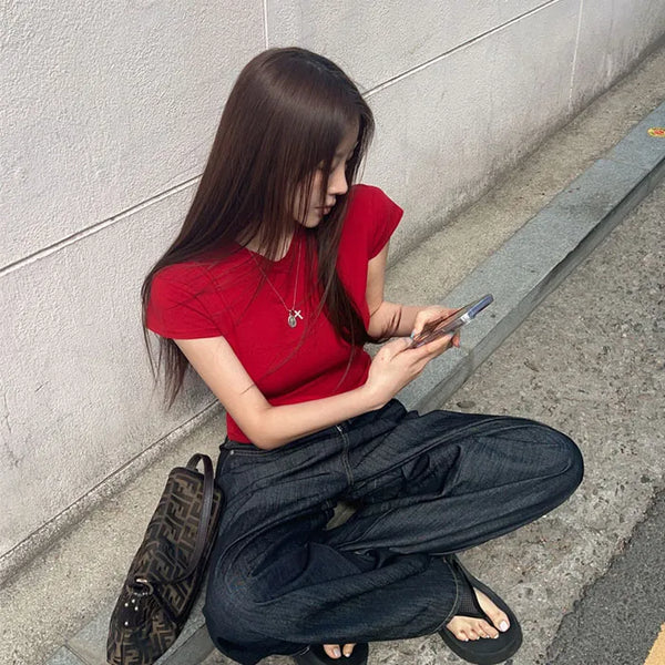 Doeple Round Cap Sleeve T-shirt