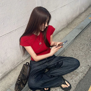 Doeple Round Cap Sleeve T-shirt