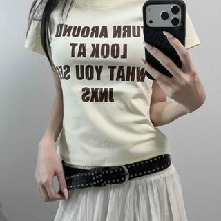 Around Lettering Slim Short Sleeve T-shirt