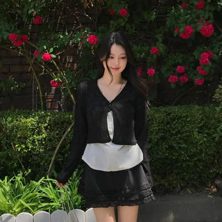 Slim Fit Plain Ribbon Long Sleeve Daily Cardigan