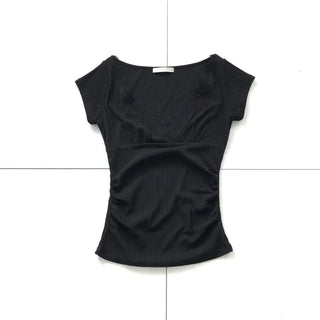 Lace Shirring Cap T-shirt