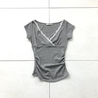 Lace Shirring Cap T-shirt