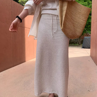 Waffle Ribbed Long Skirt