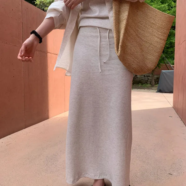 Waffle Ribbed Long Skirt
