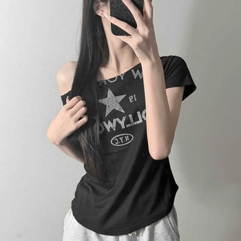 Loose Fit Graphic Lettering Daily Short Sleeve T-shirt