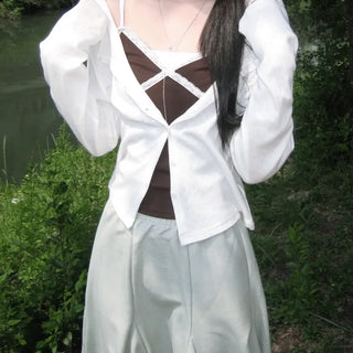 Heta Cotton Punched Long Sleeve Summer Cardigan