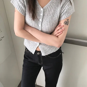 Linen Short Sleeve Cardigan