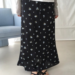 *Mu&d* Flower Satin Long Skirt