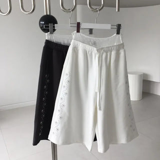 Knee-length Sagging Lace Bermuda Pants Sweat Terry Athletic Wear Wide Tracksuit
