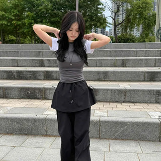 Sebam String Wide Loose Fit Daily Long Pants