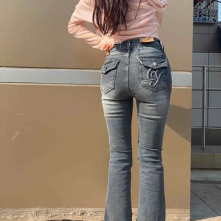 Riti Washed Button Flap Pocket Bootcut Slim Fit Long Pants