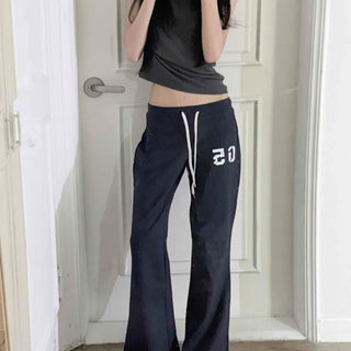 String Lettering Loose Fit Flare Daily Training Bottoms