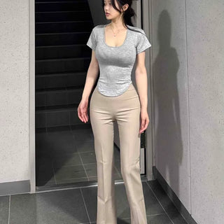 Pintuck Flap Pocket Bootcut Regular Fit Slacks