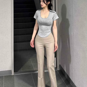 Pintuck Flap Pocket Bootcut Regular Fit Slacks