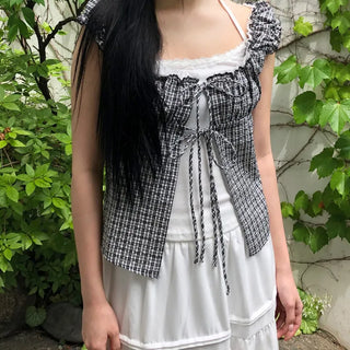 Mumon Check Sleeveless Blouse