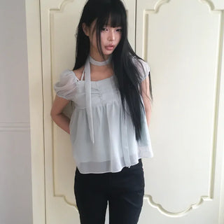 Pluto Chiffon Short Sleeve Blouse