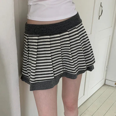 Piece Striped Layered Skirt