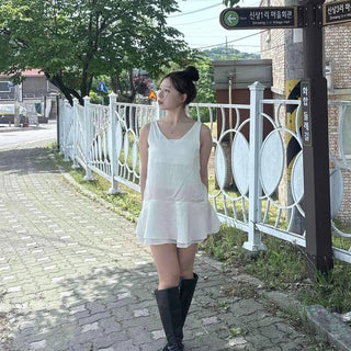 Plain Flare A-Line Sleeveless Mini Dress
