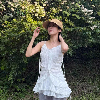 Frill Strap Tiered A-Line Sleeveless Mini Dress