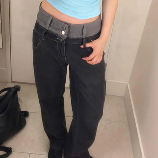 Button Contrast Skinny Daily Long Pants