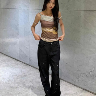 Loose-fit Button-up Wide Daily Long Pants