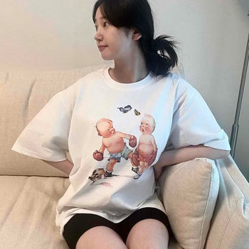 Graphic Print Oversized Loose Fit Short Sleeve T-shirt