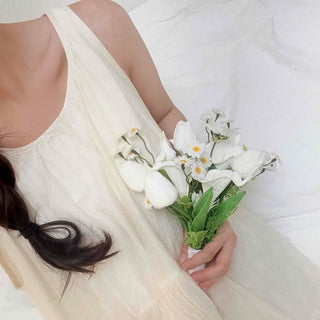 Plain A-line Sleeveless Loose Fit Romantic Long Dress