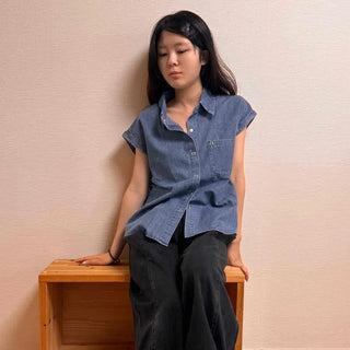 Washed Loose Fit Button-Down Short Sleeve Shirt
