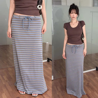 Daine color-block striped long skirt