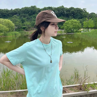 Loose-fit Plain Short-sleeve Casual T-shirt