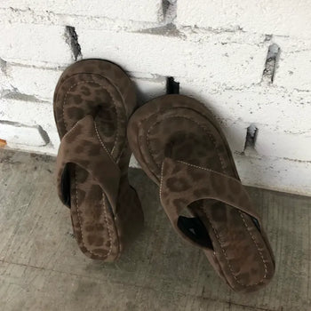 leopard print platform flip-flops