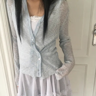 Fidget Two-Button Ribbed Cardigan