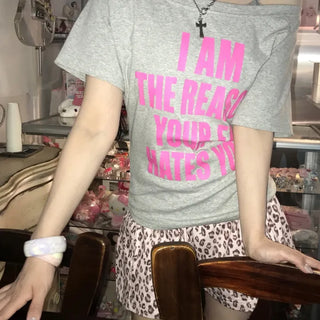 Berry Hip Gyaru Hot Pink One-Shoulder Top