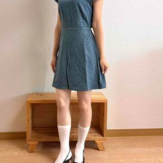 Pintuck Ribbon Backless A-line Short Sleeve Mini Dress