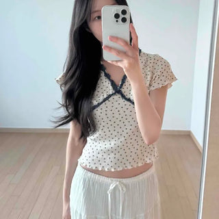 Contrast Polka Dot Regular Fit Daily Short Sleeve T-shirt