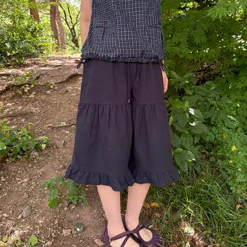Linen Frilled Tiered Bermuda Pants